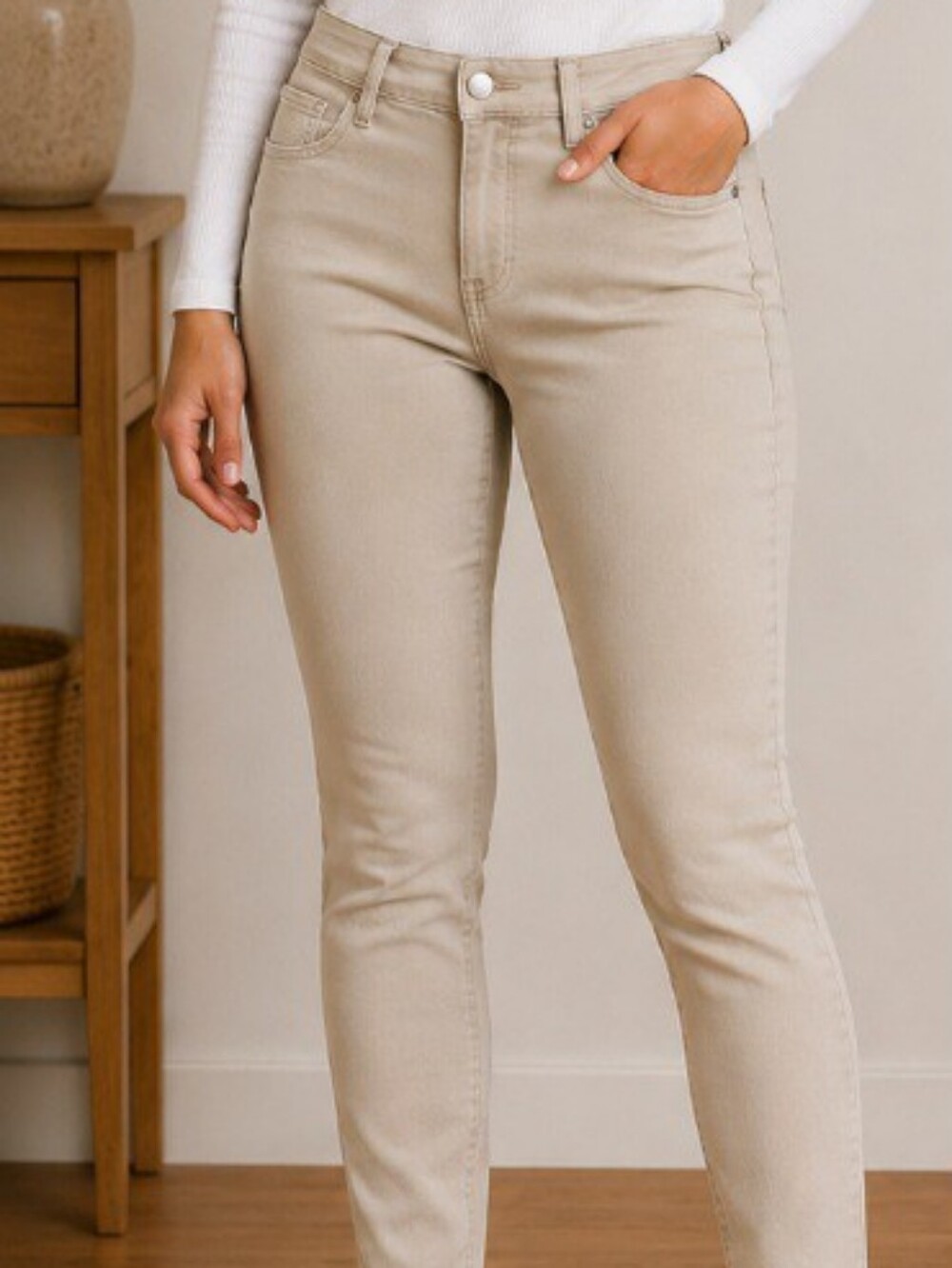 Tan Skinny Jeans | Neutral Stretch Denim Pants | Everyday Casual